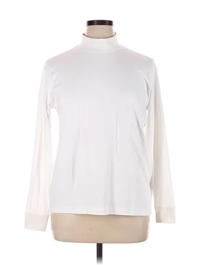 Pre-owned Lands' End Long Sleeve Turtleneck In Ivory