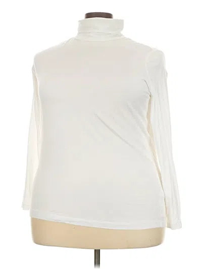 Pre-owned Lands' End Long Sleeve Turtleneck In Ivory