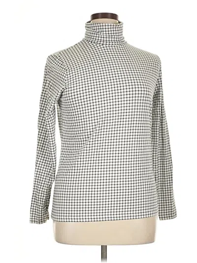 Pre-owned Lands' End Long Sleeve Turtleneck In Silver