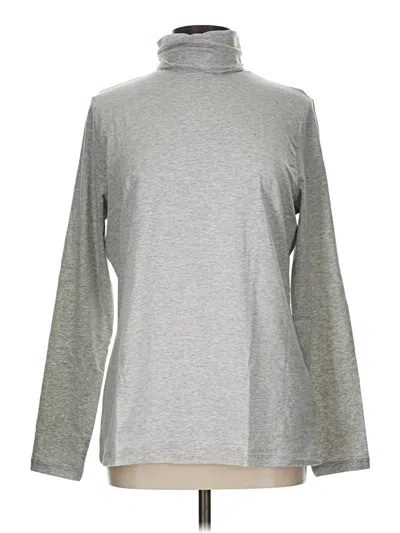 Pre-owned Lands' End Long Sleeve Turtleneck In Silver