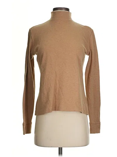 Pre-owned Lands' End Long Sleeve Turtleneck In Tan