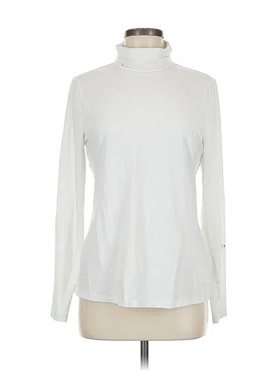 Pre-owned Lands' End Long Sleeve Turtleneck In White