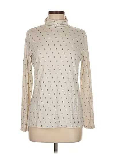 Pre-owned Lands' End Long Sleeve Turtleneck In White