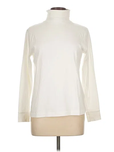 Pre-owned Lands' End Long Sleeve Turtleneck In White