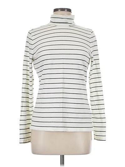 Pre-owned Lands' End Long Sleeve Turtleneck In White