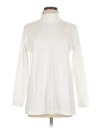Pre-owned Lands' End Long Sleeve Turtleneck In White