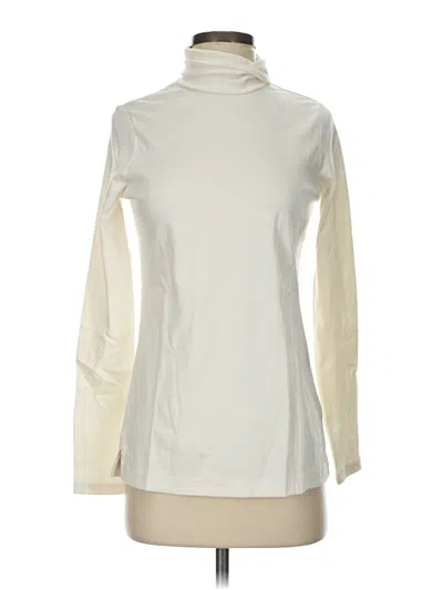 Pre-owned Lands' End Long Sleeve Turtleneck In White