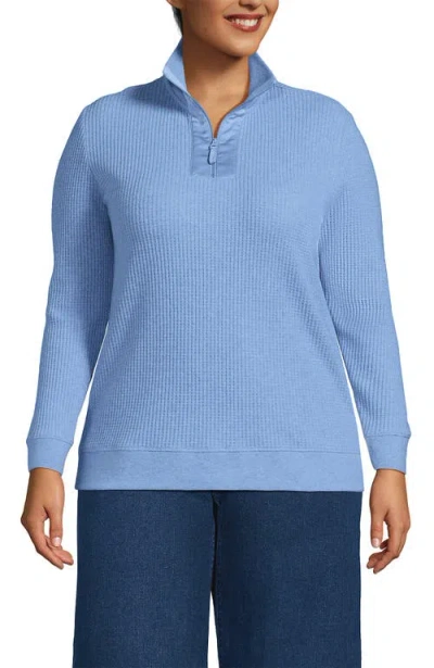 Lands' End Long Sleeve Waffle Quarter Zip Pullover