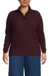 Lands' End Long Sleeve Waffle Quarter Zip Pullover In Multi