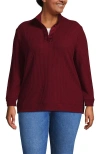 Lands' End Long Sleeve Waffle Quarter Zip Pullover In Burgundy