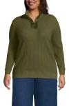Lands' End Long Sleeve Waffle Quarter Zip Pullover In Multi