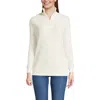Lands' End Long Sleeve Waffle Quarter Zip Pullover In White