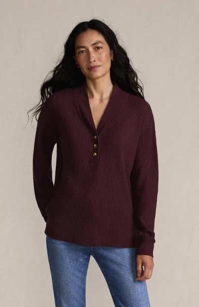 Lands' End Long Sleeve Waffle Shawl Collar Henley