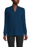 Lands' End Long Sleeve Waffle Shawl Collar Henley