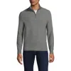 Lands' End Long Sleeve Washable Merino Wool Quarter Zip Sweater In Pewter Heather