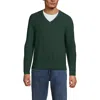 Lands' End Long Sleeve Washable Merino Wool V Neck Sweater In Green