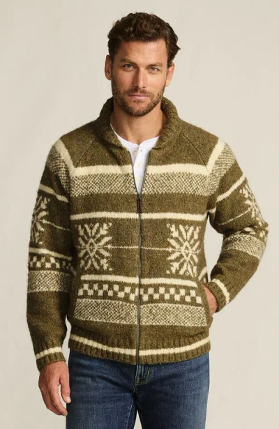 Lands' End Long Sleeve Wool Blend Full Zip Cardigan In Green