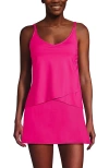 Lands' End Long Torso Torso V-neck Tulip Hem Tankini Swimsuit Top In Prism Pink