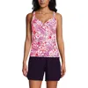 Lands' End Long Torso V-neck Wrap Underwire Tankini Swimsuit Top In Wood Lily Multi Floral Paisley