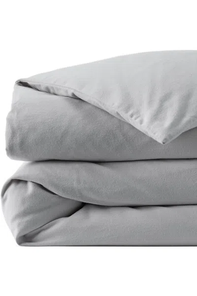 Lands' End Luxe Flannel Duvet Bed Cover In Gray