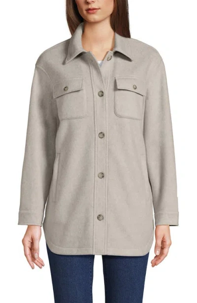 Lands' End Luxe Fleece Shirt Jacket In Warm Stone Heather