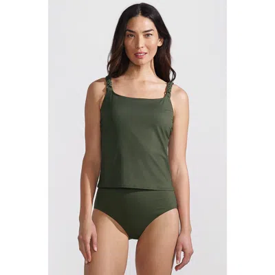 Lands' End Macrame Tankini Top In Rich Olive Green