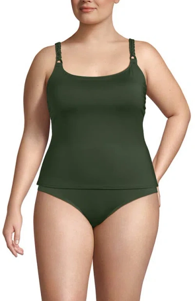 Lands' End Macrame Tankini Top In Rich Olive Green