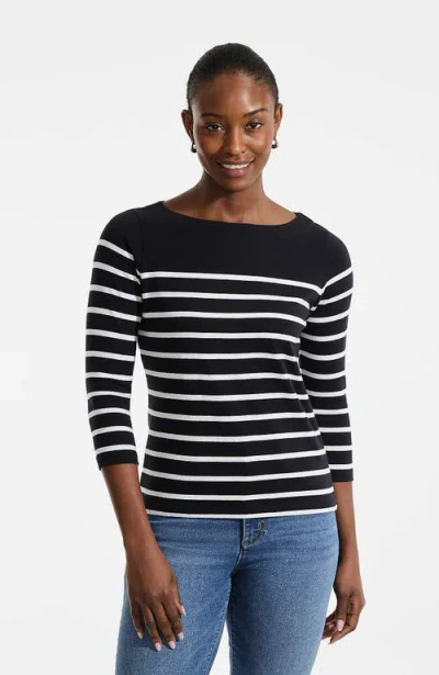 Lands' End Mariner Jersey Boatneck Top In Black