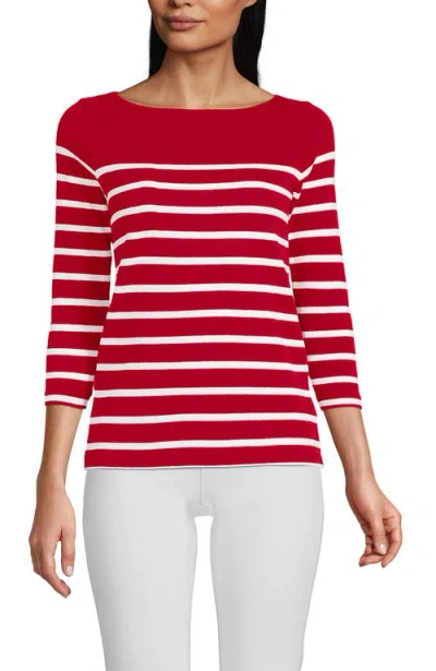 Lands' End Mariner Jersey Boatneck Top In Brown