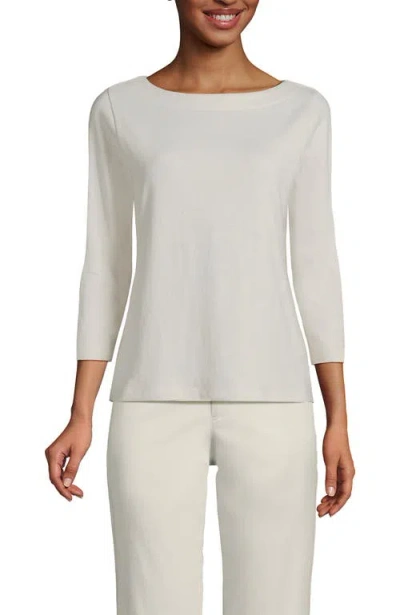 Lands' End Mariner Jersey Boatneck Top In White
