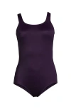 Lands' End Mastectomy Chlorine Resistant Tugless One Piece Swimsuit Soft Cup In Purple