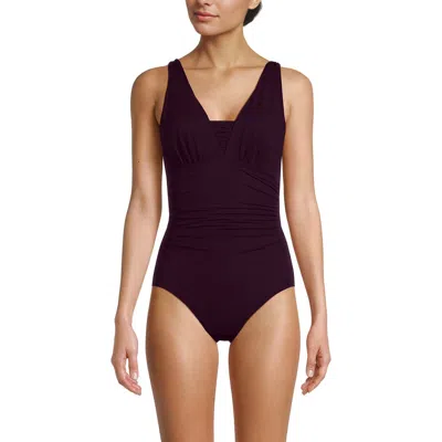 Lands' End Mastectomy New Slendersuit Grecian Adjustable Low Leg One Piece In Purple