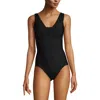 Lands' End Mastectomy Slender Grecian Tummy Control Chlorine Resistant One Piece Swimsuit In Black