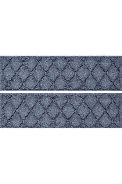 Lands' End Matterly 8.5" X 30" Argyle Waterhog Stair Treads - Set Of 4 In Blue