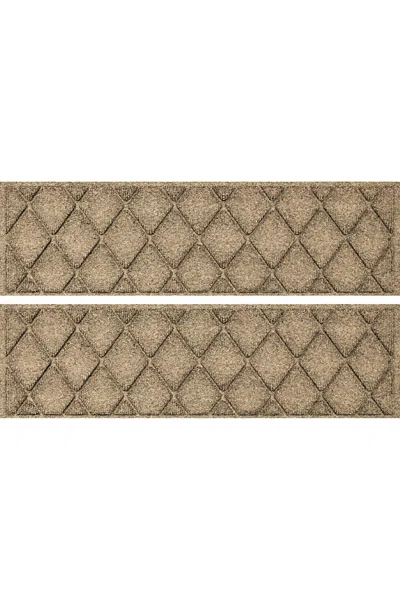 Lands' End Matterly 8.5" X 30" Argyle Waterhog Stair Treads - Set Of 4 In Brown