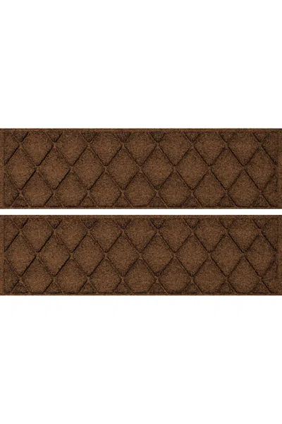 Lands' End Matterly 8.5" X 30" Argyle Waterhog Stair Treads - Set Of 4 In Brown
