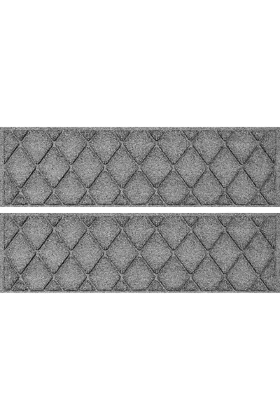 Lands' End Matterly 8.5" X 30" Argyle Waterhog Stair Treads - Set Of 4 In Gray