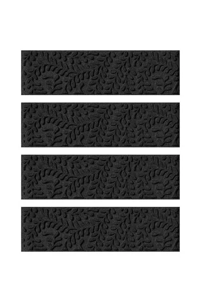 Lands' End Matterly 8.5" X 30" Boxwood Waterhog Stair Treads - Set Of 4 In Black