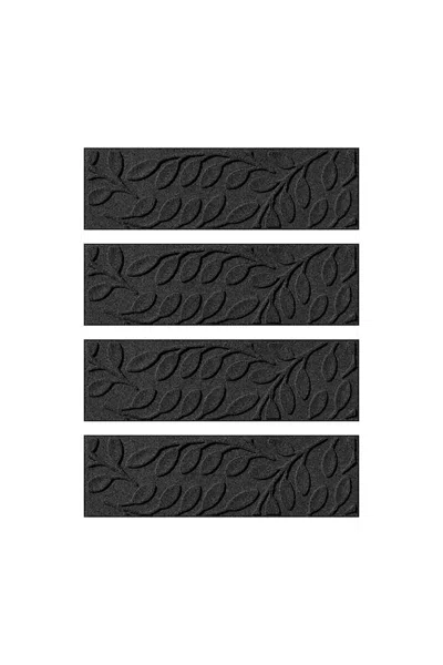 Lands' End Matterly 8.5" X 30" Brittany Leaf Waterhog Stair Treads - Set Of 4 In Black