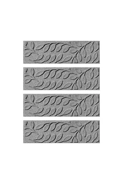 Lands' End Matterly 8.5" X 30" Brittany Leaf Waterhog Stair Treads - Set Of 4 In Gray