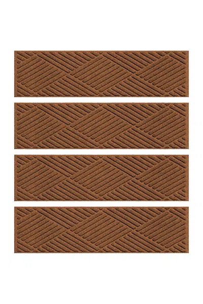 Lands' End Matterly 8.5" X 30" Diamonds Waterhog Stair Treads - Set Of 4 In Multi