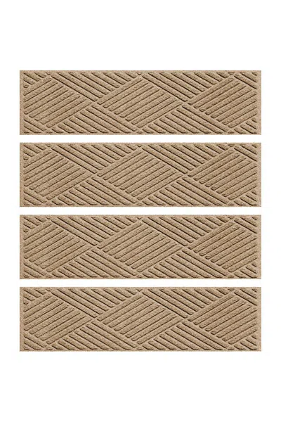 Lands' End Matterly 8.5" X 30" Diamonds Waterhog Stair Treads - Set Of 4 In Multi