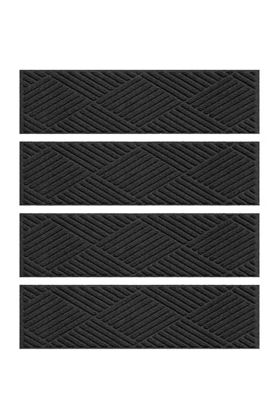 Lands' End Matterly 8.5" X 30" Diamonds Waterhog Stair Treads - Set Of 4 In Multi