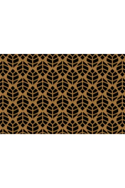 Lands' End Matterly Neighburly Doormat Linear Leaf In Black