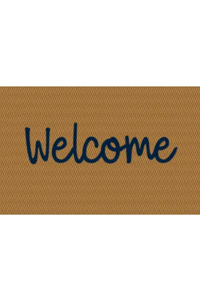 Lands' End Matterly Neighburly Doormat Script Welcome In Brown