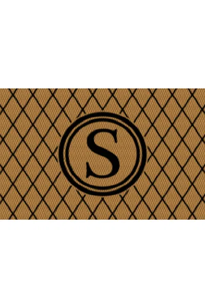 Lands' End Matterly Neighburly Monogrammed Doormat Argyle In Brown