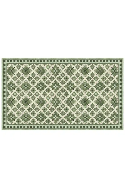 Lands' End Matterly Skid Resistant Diamond Print Floor Mat In Green