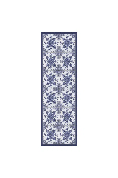 Lands' End Matterly Skid Resistant Floral Floor Mat In Blue