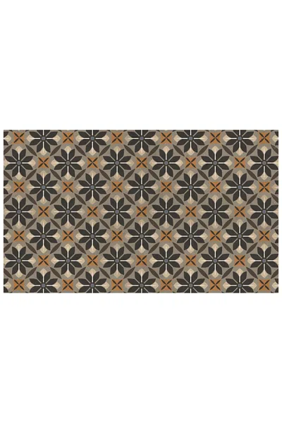Lands' End Matterly Skid Resistant Floral Mosaic Floor Mat In Brown
