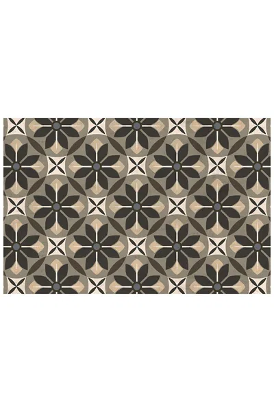 Lands' End Matterly Skid Resistant Floral Mosaic Floor Mat In Brown